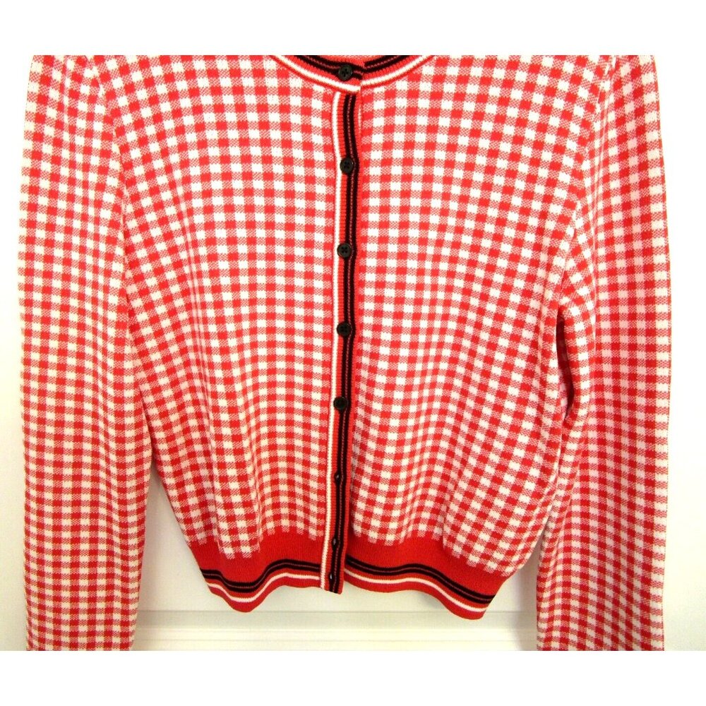 Tristan Cardigan Checkered -Women Size Medium -Pink/White/Black Gingham Buttons - Picture 3 of 14